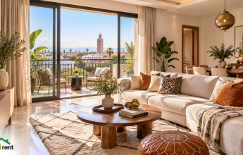 Appartement moderne à louer au Maroc avec salon lumineux et balcon – Kiwi.rent